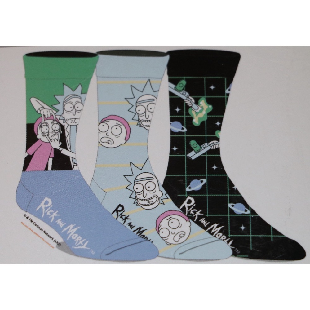 Rick and Morty 3 Pair Men’s Crew Socks